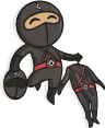Ninja avec son costume en main
